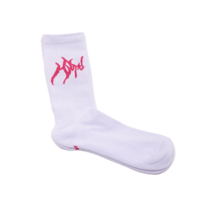 Picture of WHITE SOCKS   WITH PINK LOGO