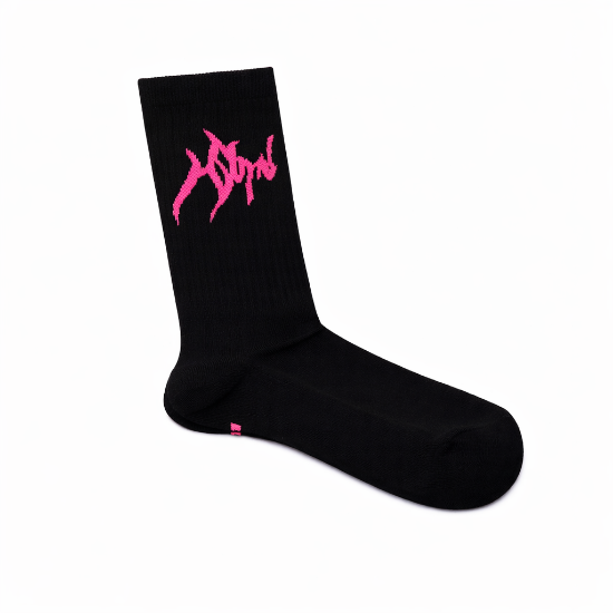 Picture of BLACK SOCKS WITH PINK  LOGO